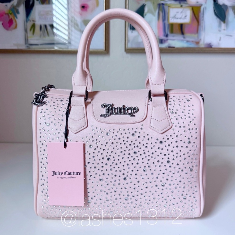 JUICY COUTURE Bag Dazzle Satchel with Rhinestones - Light Pink